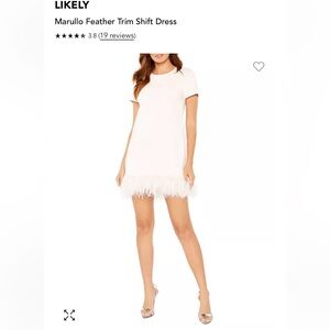 Likely Marullo Feather Trim Shift Dress - White